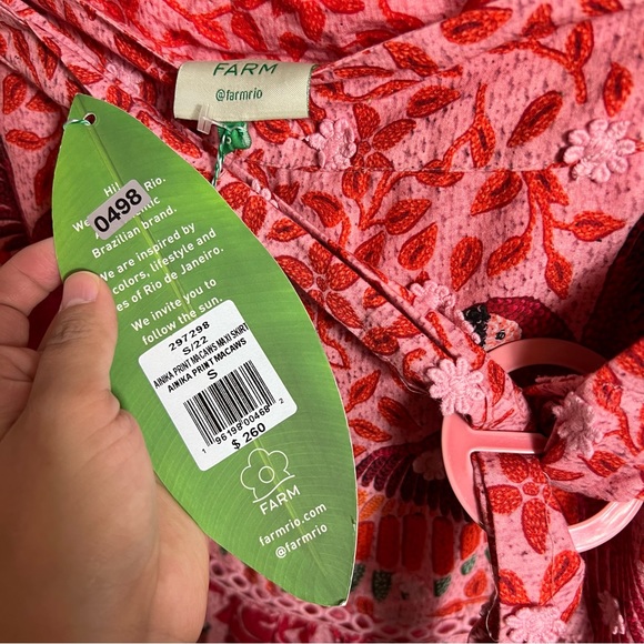 Farm Rio Ainika Print Macaws 3D Flower Apliques Maxi Skirt - Picture 7 of 12